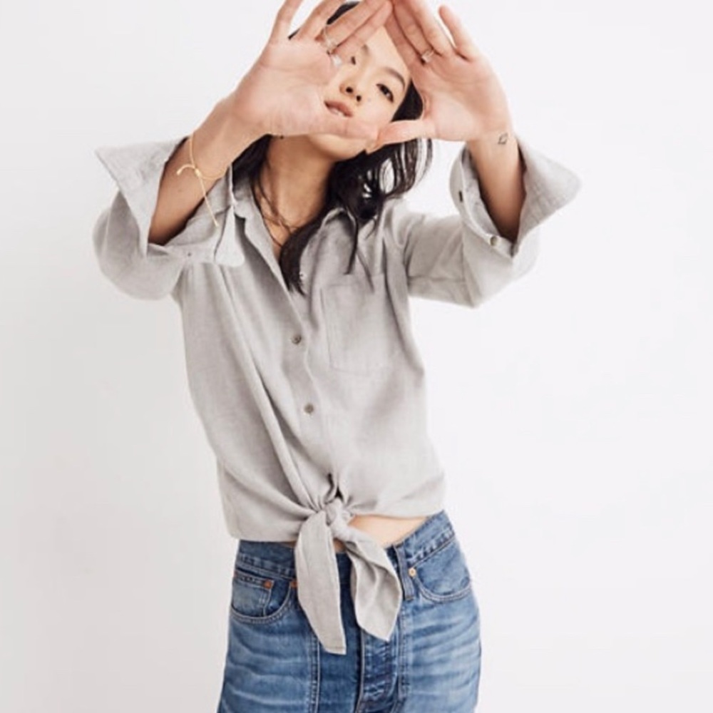Madewell- Flannel Tie-Front Shirt